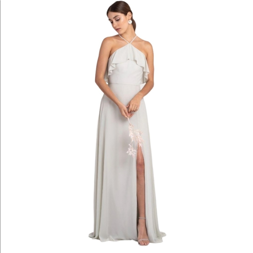 Jenny Yoo Jada Bridesmaid Maxi Dress Gown Meadow Luxe Chiffon Mint Green 8
